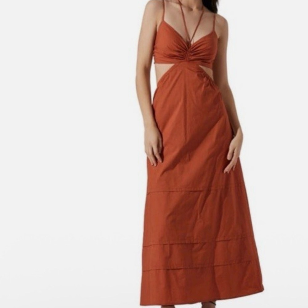 Astr The Label Cutout Poplin Midi Dress